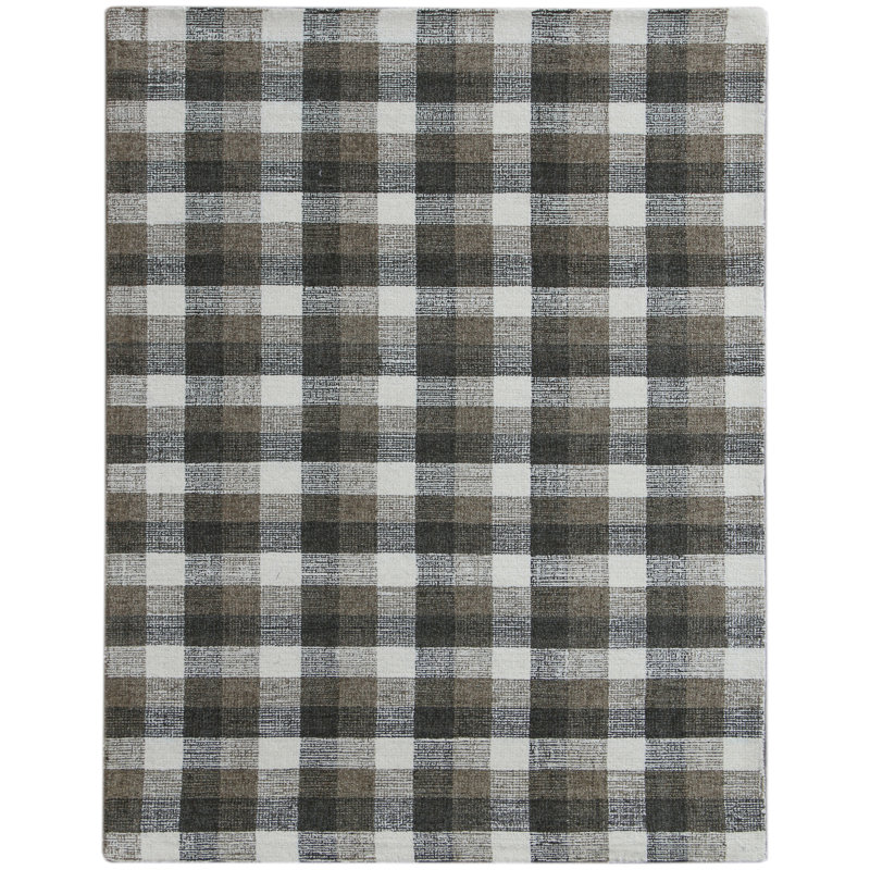 Gracie Oaks Ashleigh Plaid Handmade Tufted Wool Brown Area Rug Wayfair